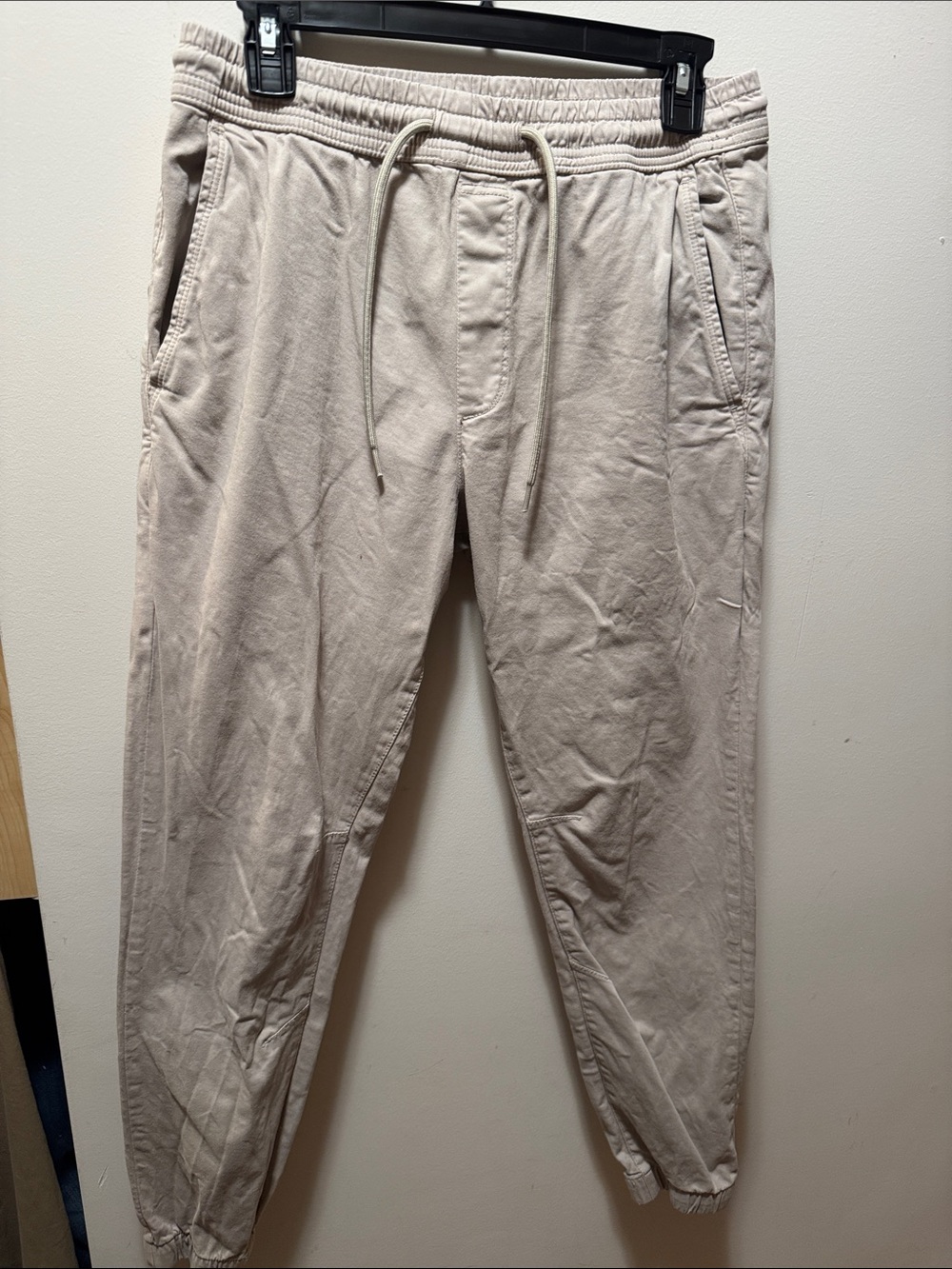 Zara Men's Light Beige Drawstring Joggers